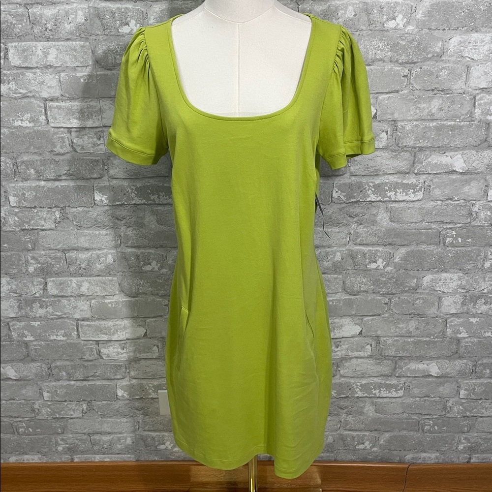 New York & Company Lime Green Scoop Neck Mini Dress